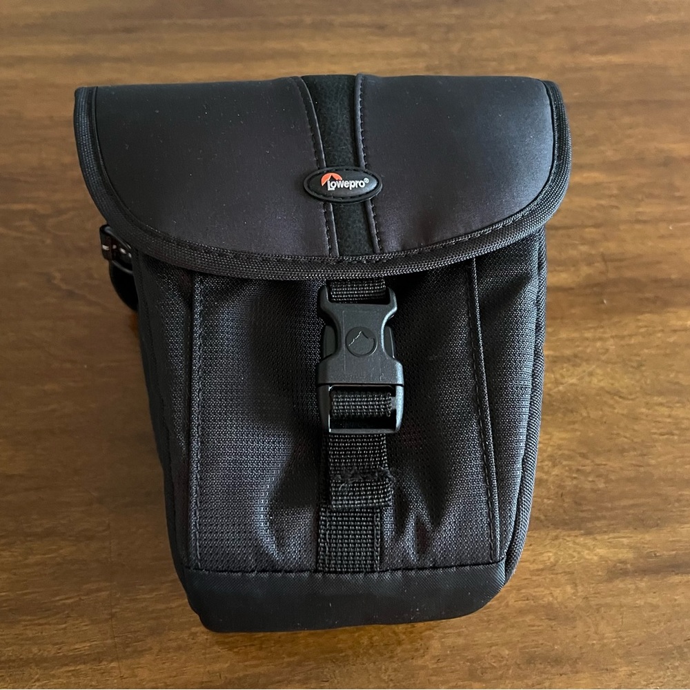 Black LowePro holster camera bag